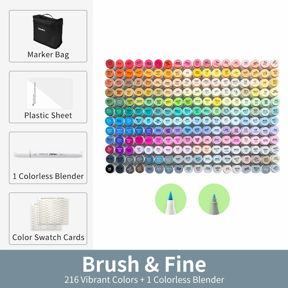 Ohuhu Honolulu B Marker Pen Set Kleur Markers Alcohol Art Markers Hervulbare Dual Tips Schetsen Tekening Manga Schoolbenodigdheden