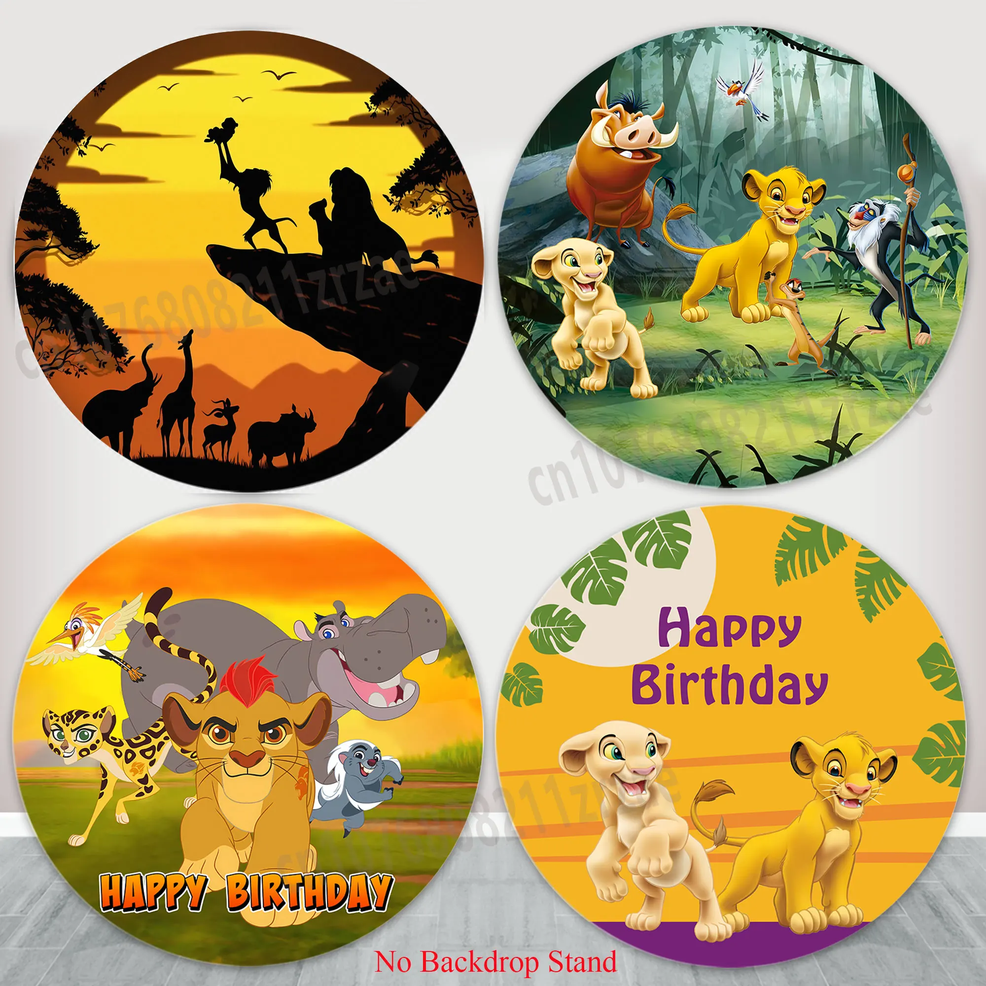 

The Lion King Round Backdrop Cover Kid 1st Birthday Party Baby Shower Cute Simba Circle Photography Background Banner Decor Prop