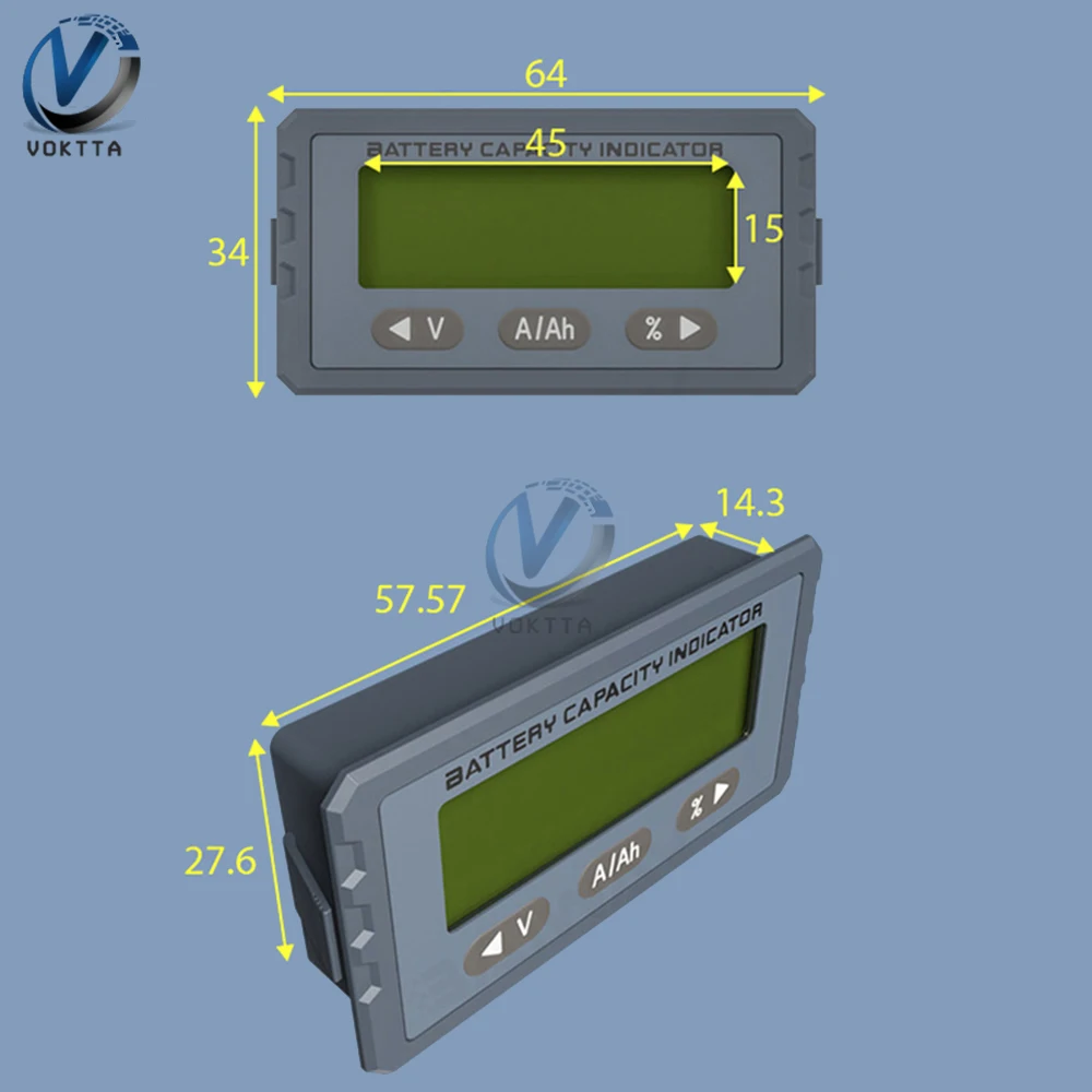 TY23 Digital Battery Capacity Tester 12V 24V 48V Coulomb Counter Meter Capacity Indicator Battery Power Coulometer Voltmeter