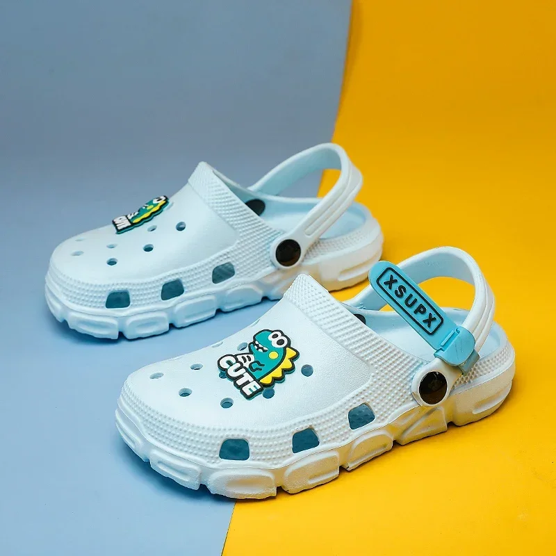 Zuecos para niños, sandalias de dinosaurio de dibujos animados para niños y niñas, zapatos EVA de verano, zapatillas de agua suaves y bonitas para