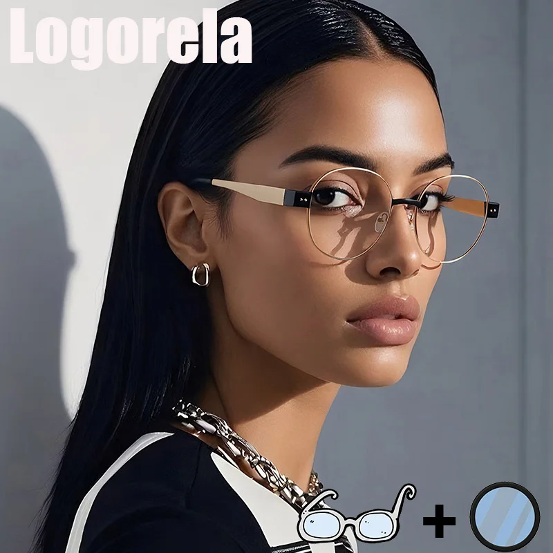 

Logorela 3175 Women Optical Prescription Glasses Anti-Blue Light Photochromic Eyewear Myopia Hyperopia Progressive Eyeglasses