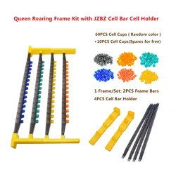 1 Set Plastic Queen Rearing Frame Kit with JZBZ Queen Cell Cups Cell Bar Cell Holder No-Graft Breeding Beekeeping Equipment