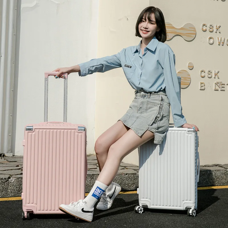 Internet Hot New Female Student Trolley Case Universal Wheel Luggage Aluminum Corner Luggage 24-Inch 26-Inch Suitcase with Combi