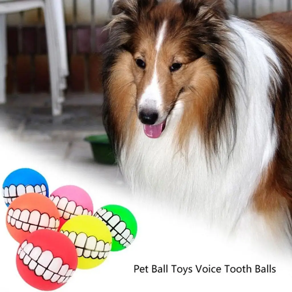 Pet Dog Teeth Pattern Ball Chew Toy Modern Vinyl Squeaky Sound Ball for Active Dogs Training
