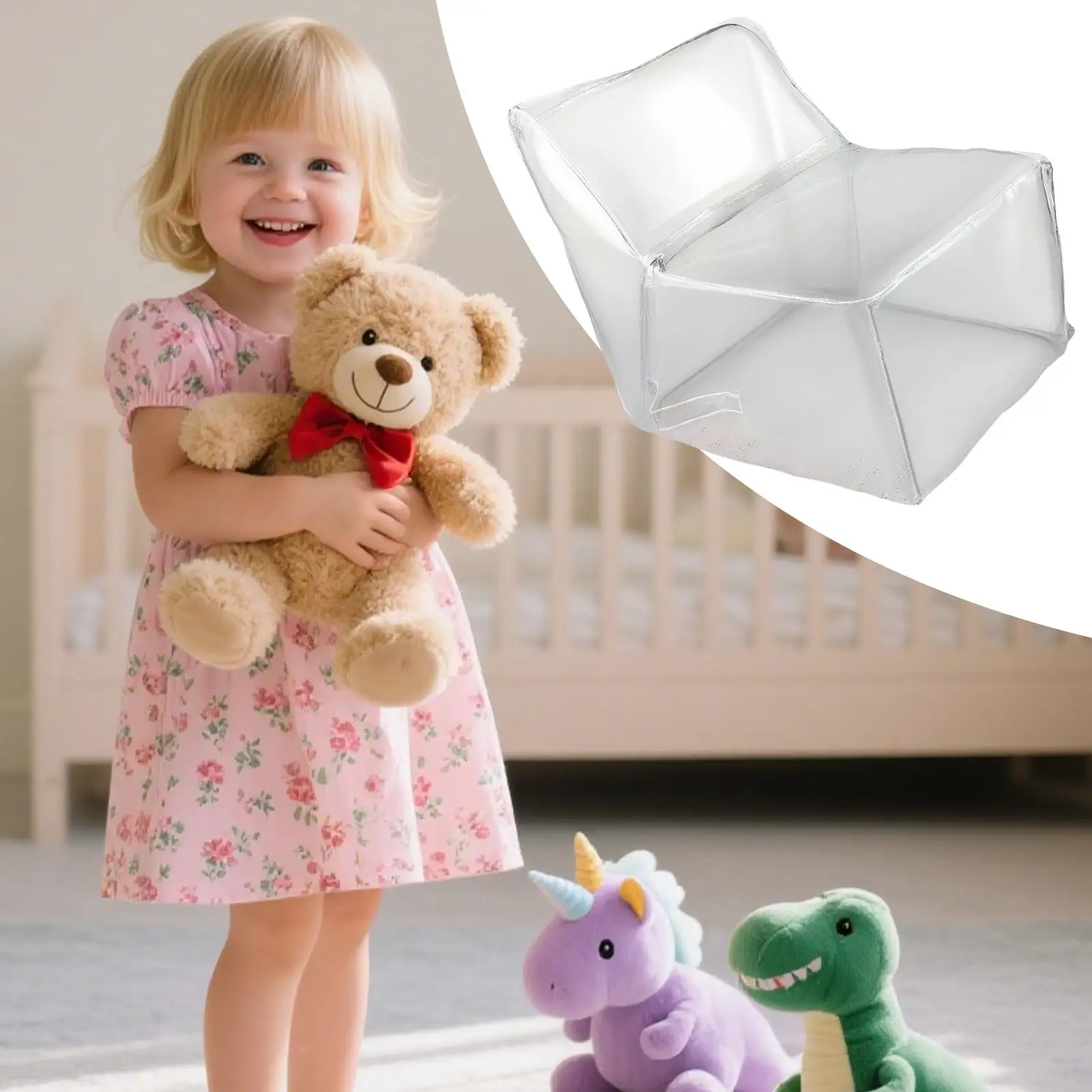 Clear Stuffed Animal Bean Bag Chair Cover Reusable Plush Toy Organizer Beanbag for Adults Toddler Room Decor Relaxing Couch view 5