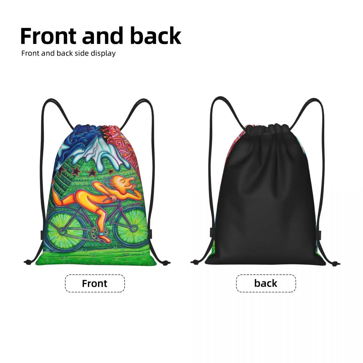 Bicycle Day Albert Hoffman Drawstring Backpack Bags Lightweight Lsd Acid Blotter Party Gym Sports Sackpack Sacks for Shopping