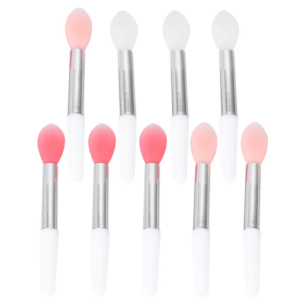 Conjunto de pincéis labiais de silicone, 9 peças, aplicador portátil de batom para viagens profissionais, máscara de cor labial, pincéis de maquiagem
