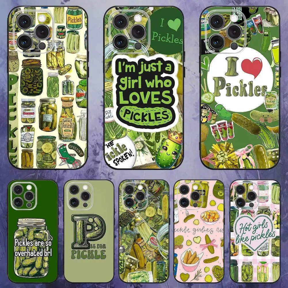 

Funny Pickle Green R-Ricks Phone Case For iPhone 17,16,15,14,13,12,Pro,Max,Plus,E,SE4,Air,Mini Black Soft Box