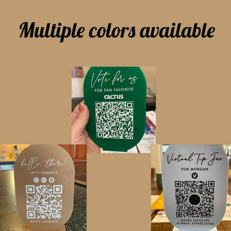 علامة أكريليك صغيرة مخصصة لرمز الاستجابة السريعة لسوق الأعمال المنبثقة مع رابط الوسائط الاجتماعية دعونا الاتصال اتصل بنا ووظيفة الدفع #2