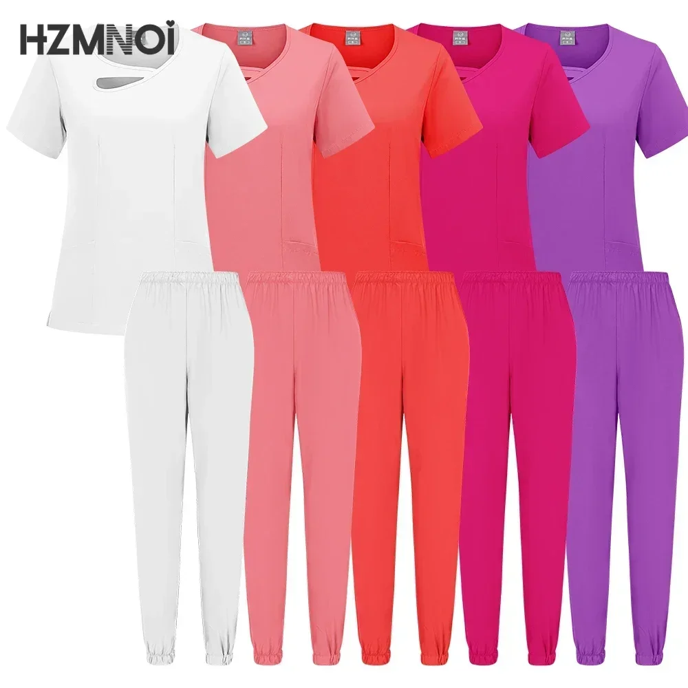 

Surgical Uniforms Woman Nursing Enfermeria Sets Top + Pant Articles Medical Uniform Scrubs Clinical Beauty Salon hospital Suits