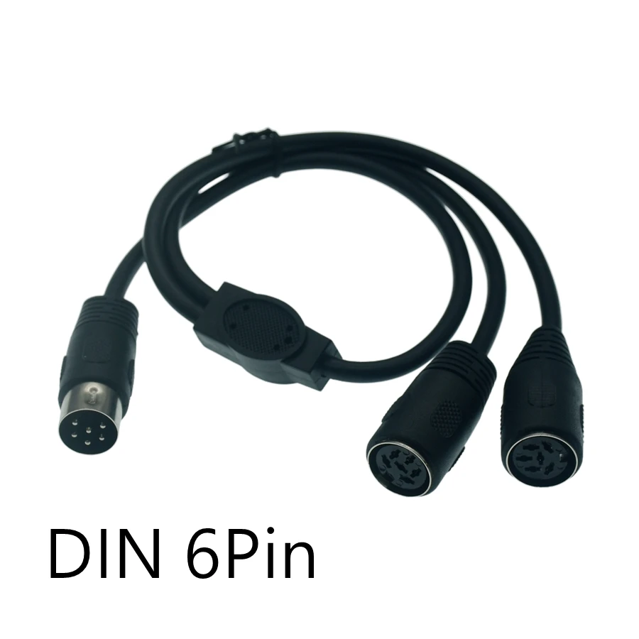 

0.5M DIN 6 PIN 1 TO 2 Extension Y Cable 6pin DIN Male To 2 Female Plug AV Adapter Audio Socket For Digital Audio Devices, Black
