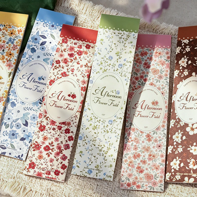 Journal GO 15pcs Afternoon Flower Field Scrapbook Material Paper Floral Pattern Paper Pad for Journaling Cardmaking DIY Crafts
