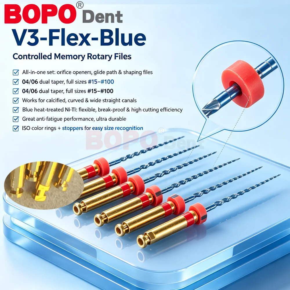 E-Flex pro Heat-Activated Rotary Nitinol Dental Root Canal Files Tooth Pulp 6Pcs/Box Thermally Activated Nickel-Titanium