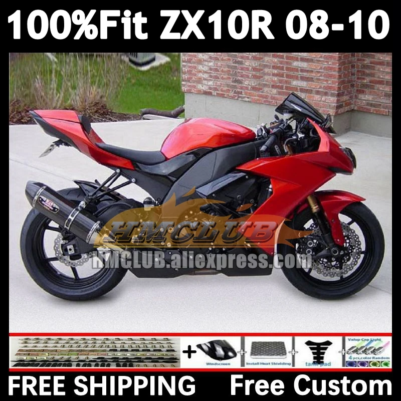 Injection factory red Kit For KAWASAKI NINJA ZX-10R ZX 10R 1000CC 2008 2009 2010 169No.2 ZX1000 ZX 10 R ZX10R 08 09 10 Fairing