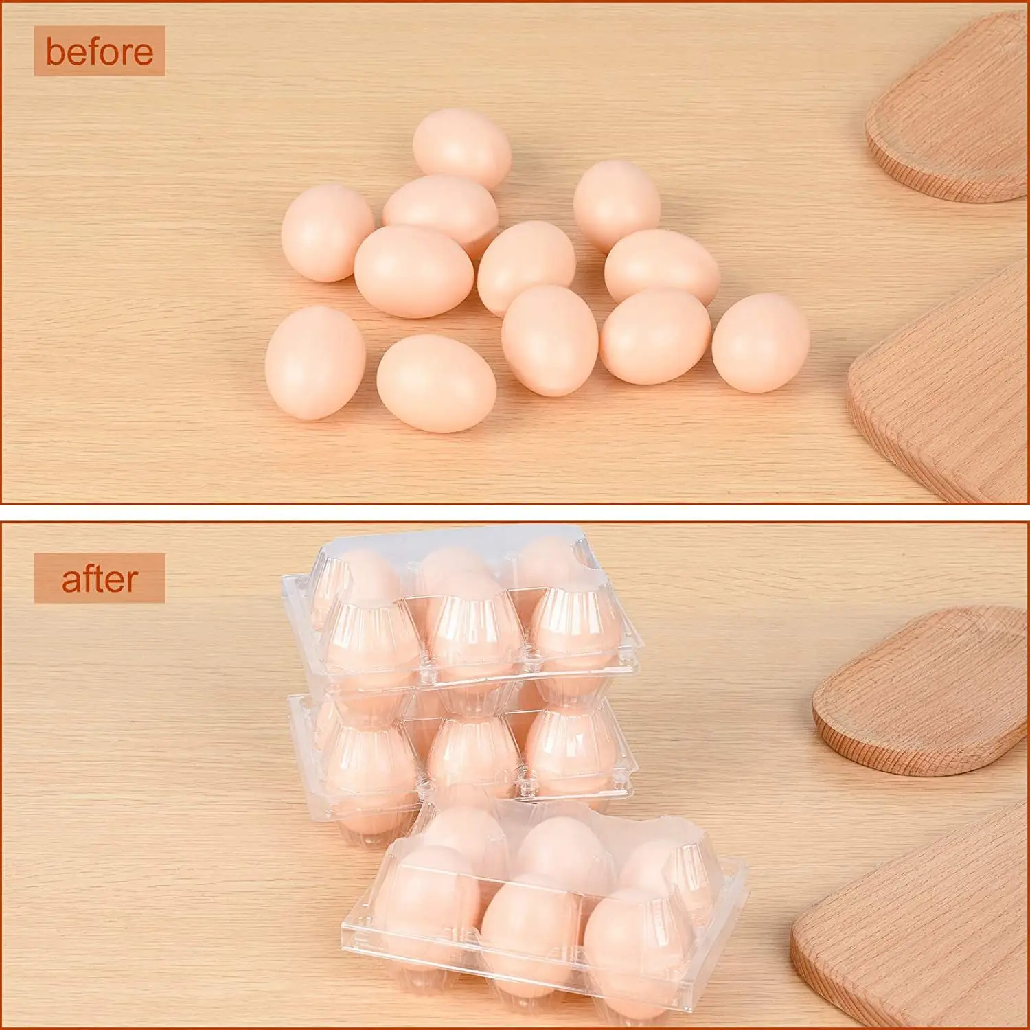 36Pcs Egg Cartons Clear Plastic Egg Holder Storage Container Egg Tray for Family Pasture,Refrigerator Storage,6 Grids