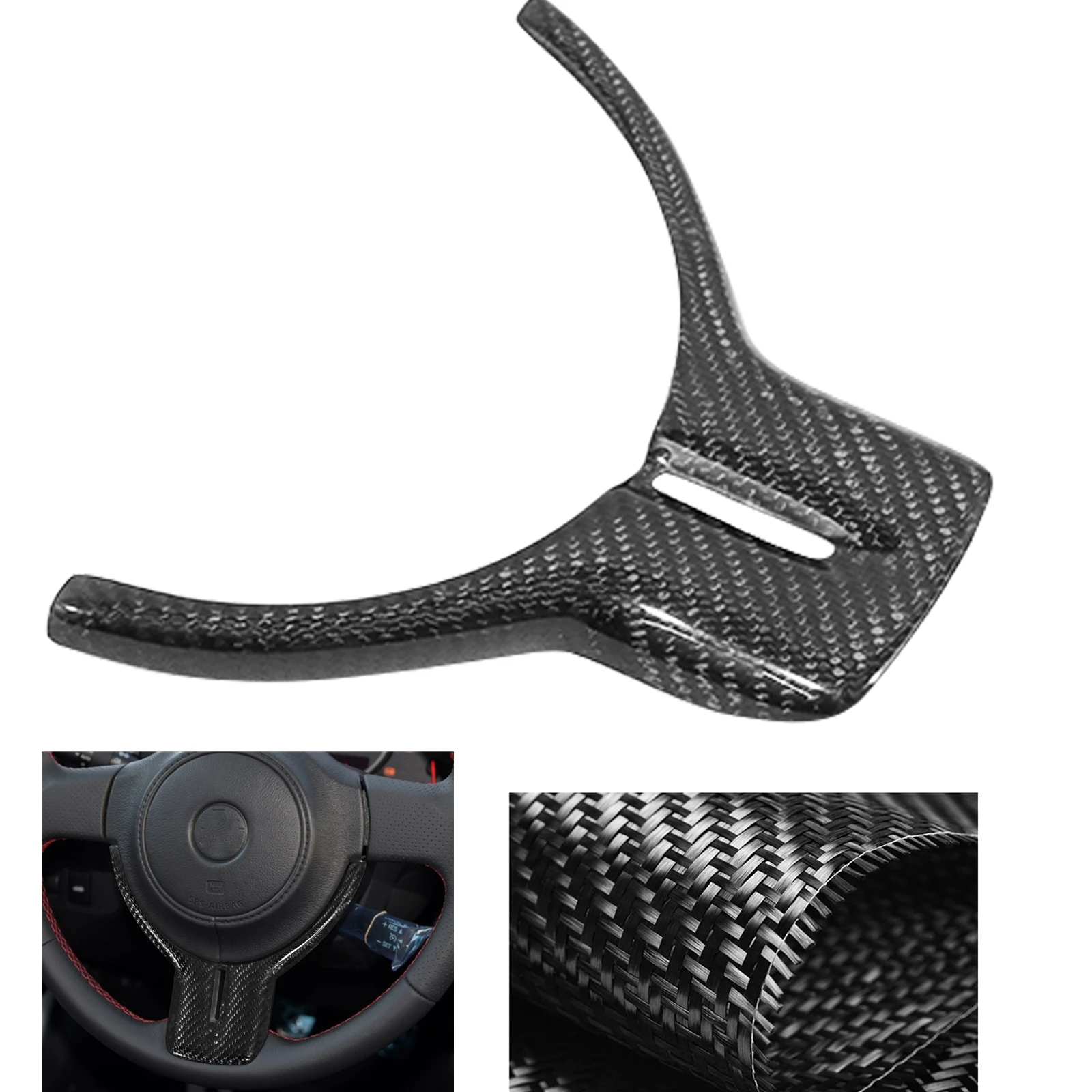 Real Carbon Fiber Car Gear Steering Wheel Panel Cover Trim Strip Decor For Toyota GT86 Subaru BRZ 2012-2020