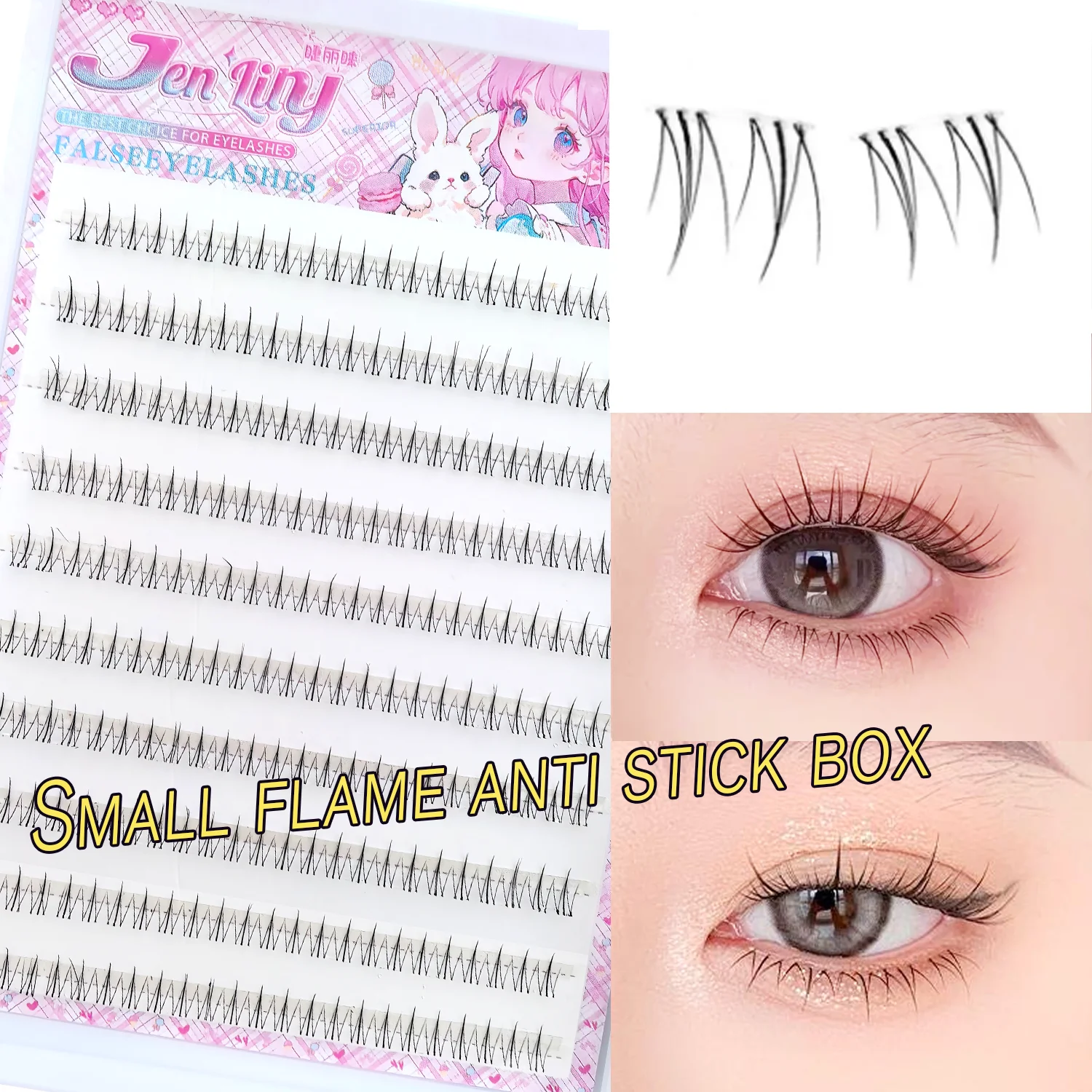 Natural Look Small Flame Lower Eyelashes - Glue-Free Easy Application Beginner Friendly Soft Comfortable Reusable Fake Eyelashes
