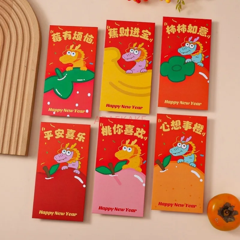 6pcs Year of Red Envelope New Year's Cartoon Red Bag Creative Spring Festival Hongbao - Image 6