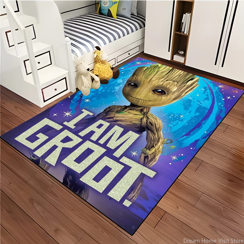 Disney Marvel-Groot 3D Printing Large Area Rugs Carpets for Living Room Decoration Sofa Bedroom Non Slip Kitchen Mat Kid's Gifts