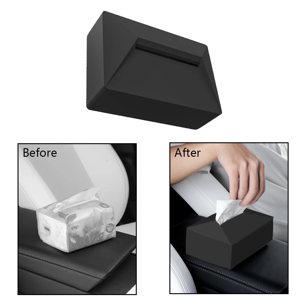 Silicone Car Tissue Box Holder Center Console Armrest Napkin Box Seat Back Armrest Pumping Paper Box For Tesla Model Y 3 X S