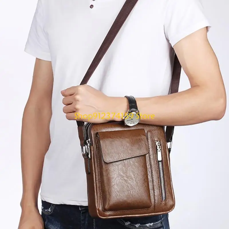 

G5AE Classical PU Leather Small Bag for Men with Adjustable Strap and Multiple Compartments Crossbody Satchel Purse