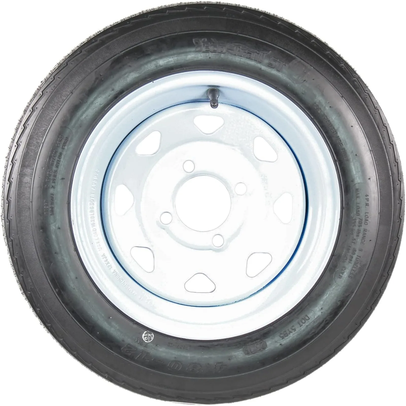 US 2-Pack Trailer Tire On Rim 4.80-12 12 in. Load Range C 4 Lug White Spoke Wheel - 2 Year Warranty w/Free Roadside