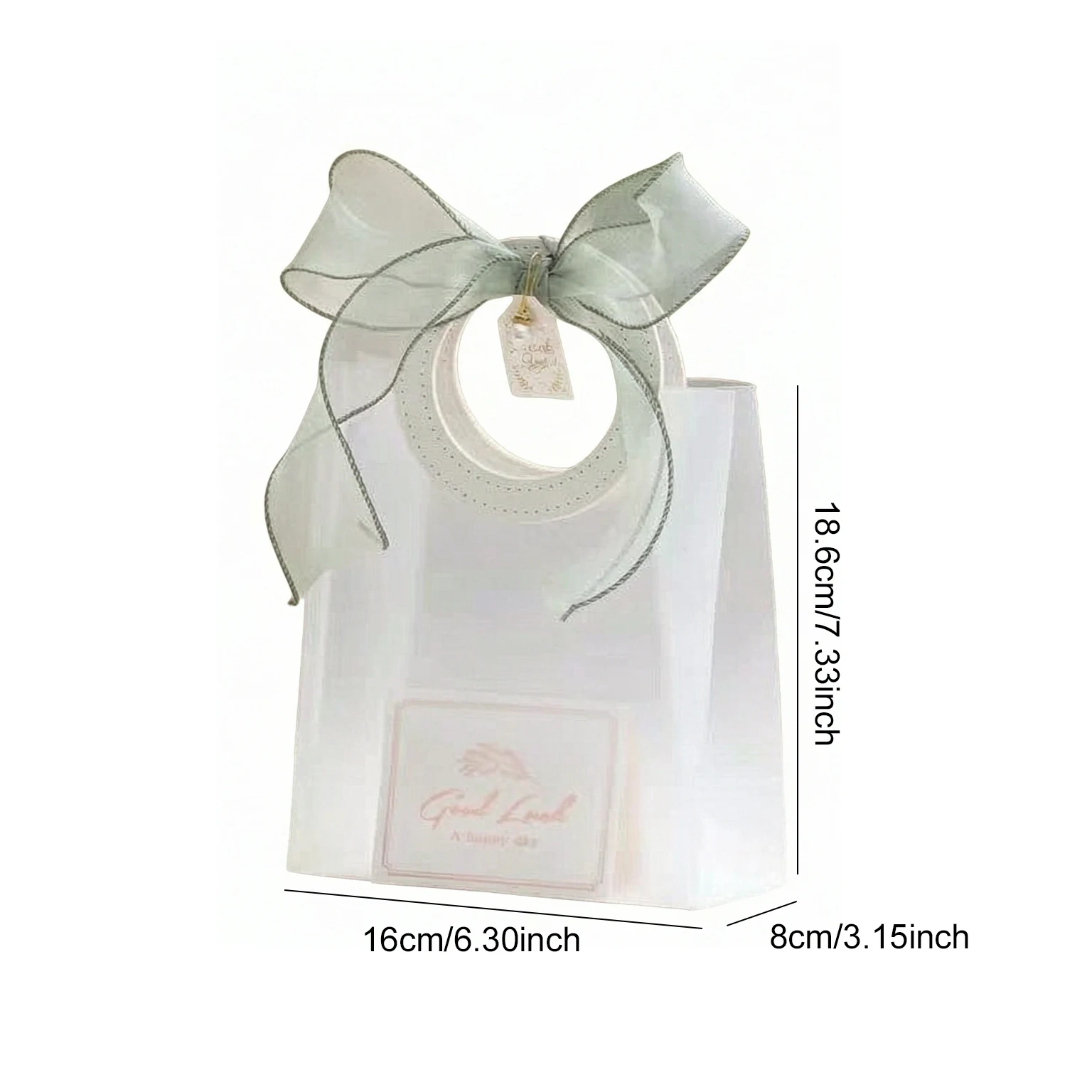Mattierte transparente Geschenktüten mit runden Griffen – halbtransparente Party-Geschenktüten, ideal für Brautpartys TMZ – Detail 1