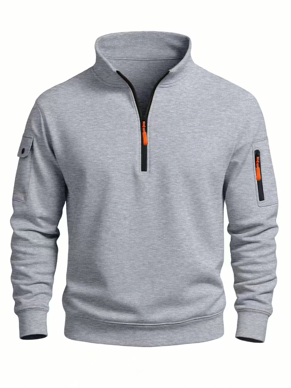 2025 Autumn and Winter New Men's T-Shirt Sweatshirt Casual Sports Casual Long Sleeved High Neck Half Zipper Windproof Top