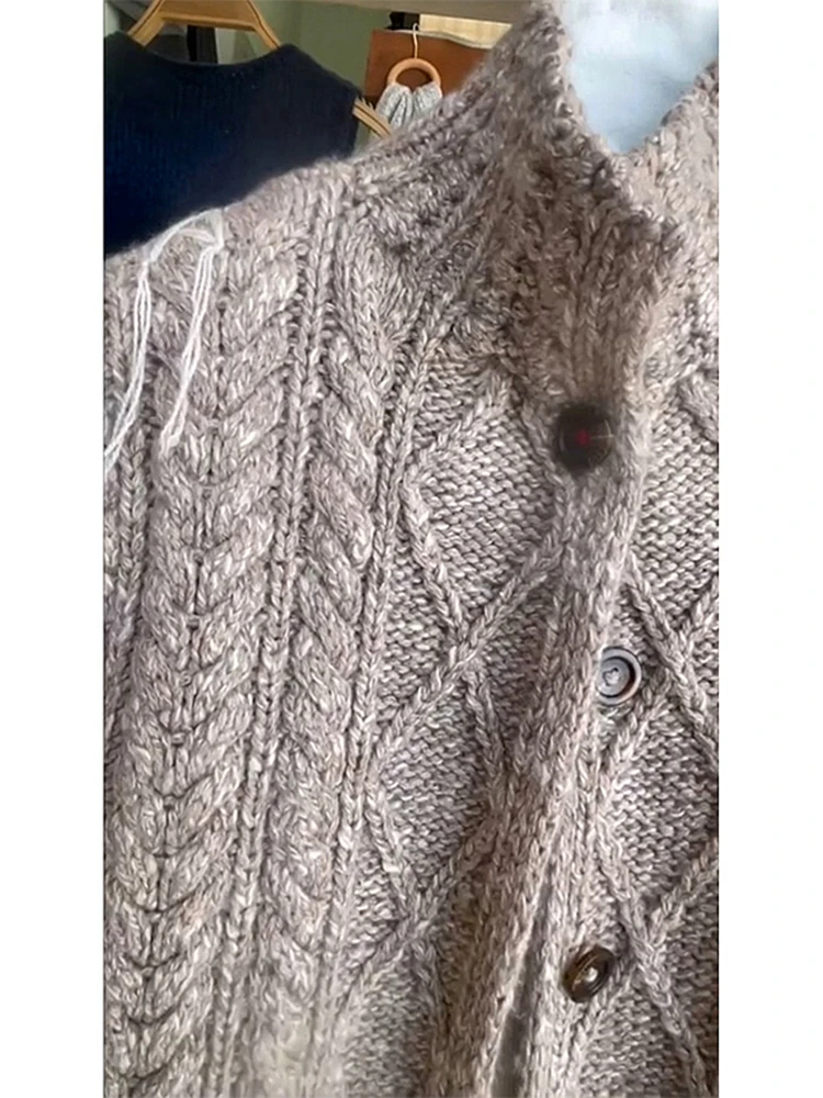 Soft Cozy Lazy Sle Knitted Cardigan Women's Winter Outerwear ey Twist Sweater Jaet Commute Sle Regular Sve Long