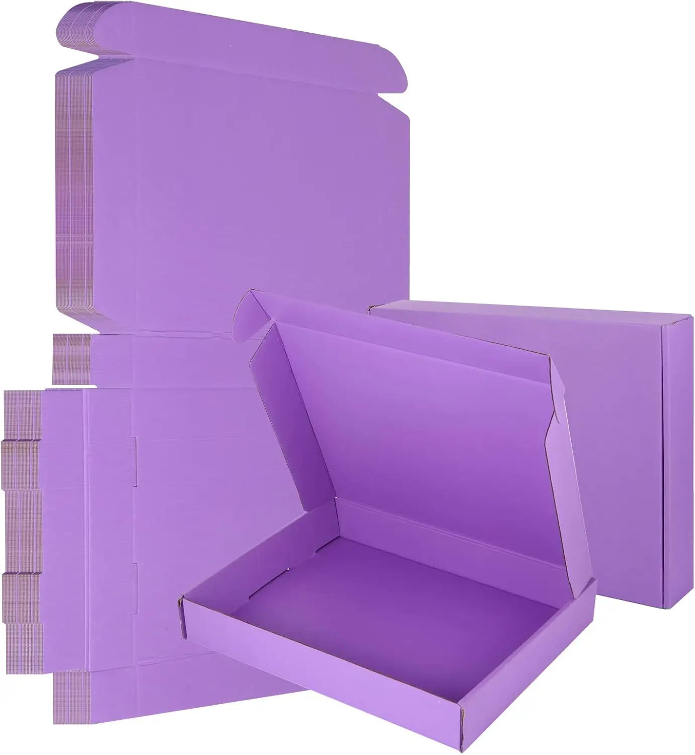 25 Pack Small Purple Corrugated Cardboard Boxes 13x10x2 inches for Packaging, Mailing, and Gift Shipping
