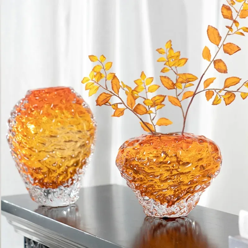 

High-level Sense Decoration Crystal Glass Vase Creative Porch Table Vase Ornaments Living Room Flower Arrangement Device