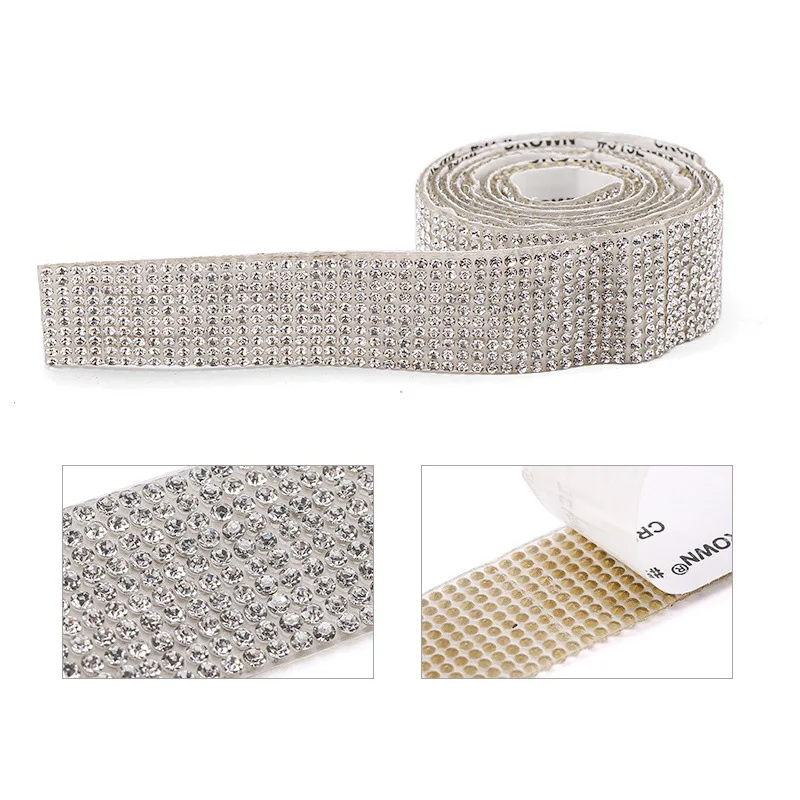 1 Yard selbstklebende Kristall-Strass-Aufkleber, Diamantband, DIY-Aufkleber, Strasssteine, Kunsthandwerk, Autotelefon-Dekoration – Detail 2