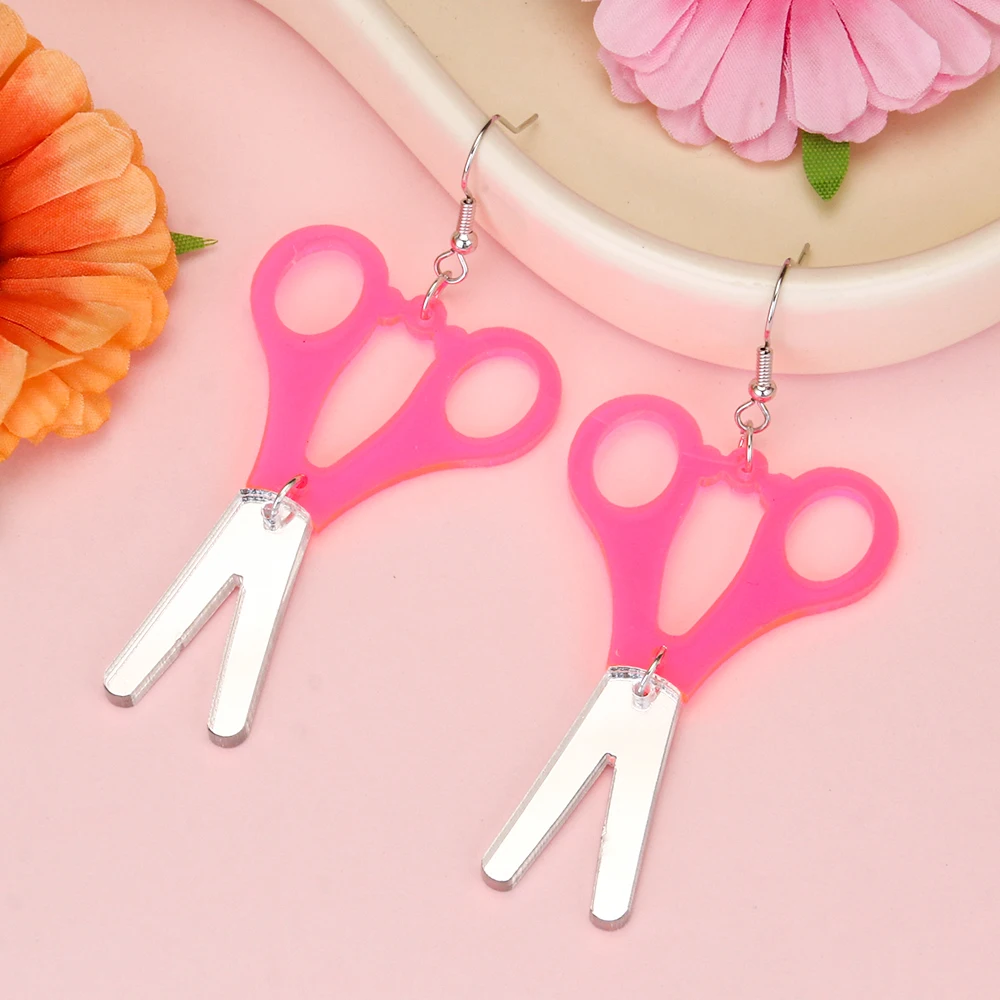 Acrylic Funny Miniature Scissor Earrings Fashion Unusual Edgy School Stud Earing Gifts for Teacher Party Fancy Jewelry