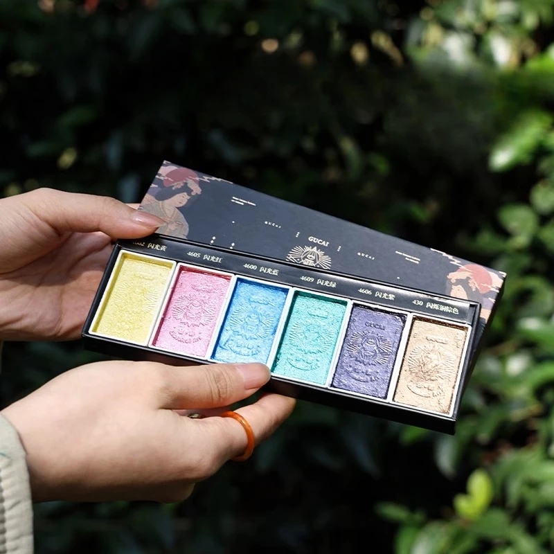 

Rubens Pearlescent Solid Watercolor Pigment 6 Colors/set Glitter Ancient Style Watercolor Painting Beginner Artist Art Supplies