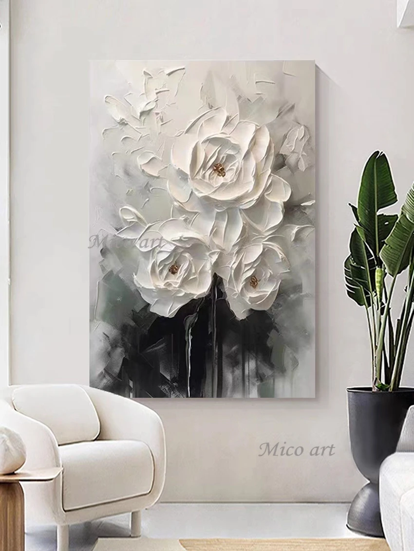 100% Handpainted Oil Painting On Canvas New Handmade Knife Flower Oil Painting Wall Art Picture Home Decoration For Living Room