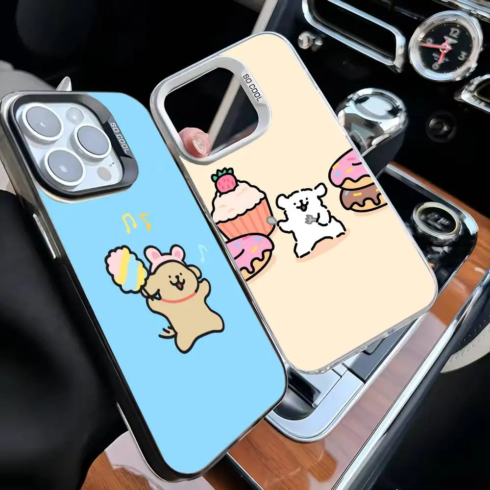 

Korea Line Puppy Maltese Phone Case For iPhone17,16,15,14,13,12,11 Plus,Pro Max White Matte Shockproof Cover