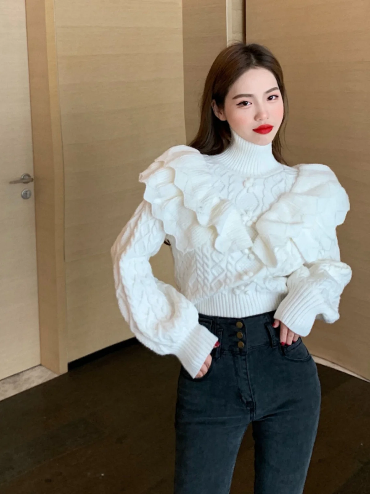 Loose Knitted High Collar Twist Sweater Women’s Faion Slim Fit Base irt Korean Sle Autumn Winter New Arrival 2 Loose Knitted High Collar Twist Sweater Women's Faion Slim Fit Base irt Korean Sle Autumn Winter New Arrival 2
