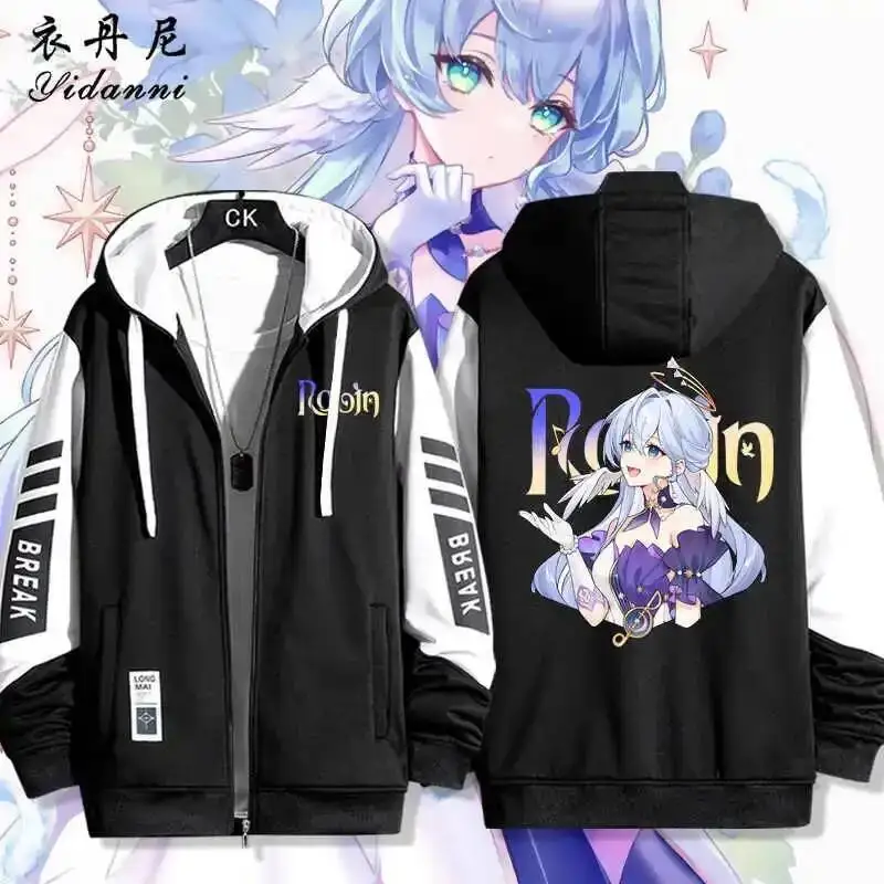

Game Honkai: Star Rail Robin Print Jacket Zipper Hoodie Women Men Fashion Student Hooded Spring Autumn Coat Casual Sweatshirt