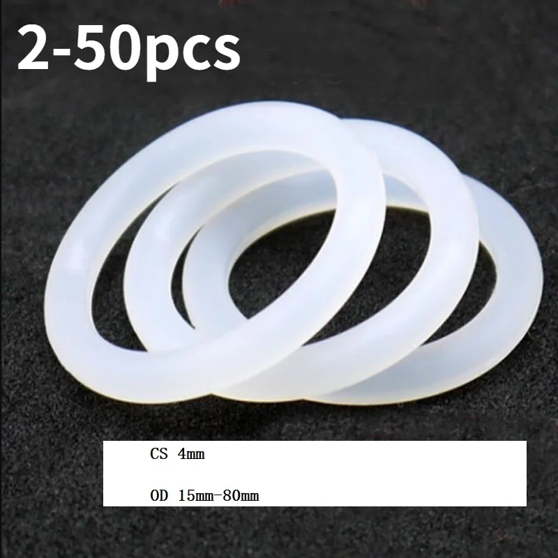 CS4mm OD15mm-80mm White Silicone O-ring Waterproof Sealing Ring High Temperature Resistant Silicone O Ring Seal Rubber Gasket