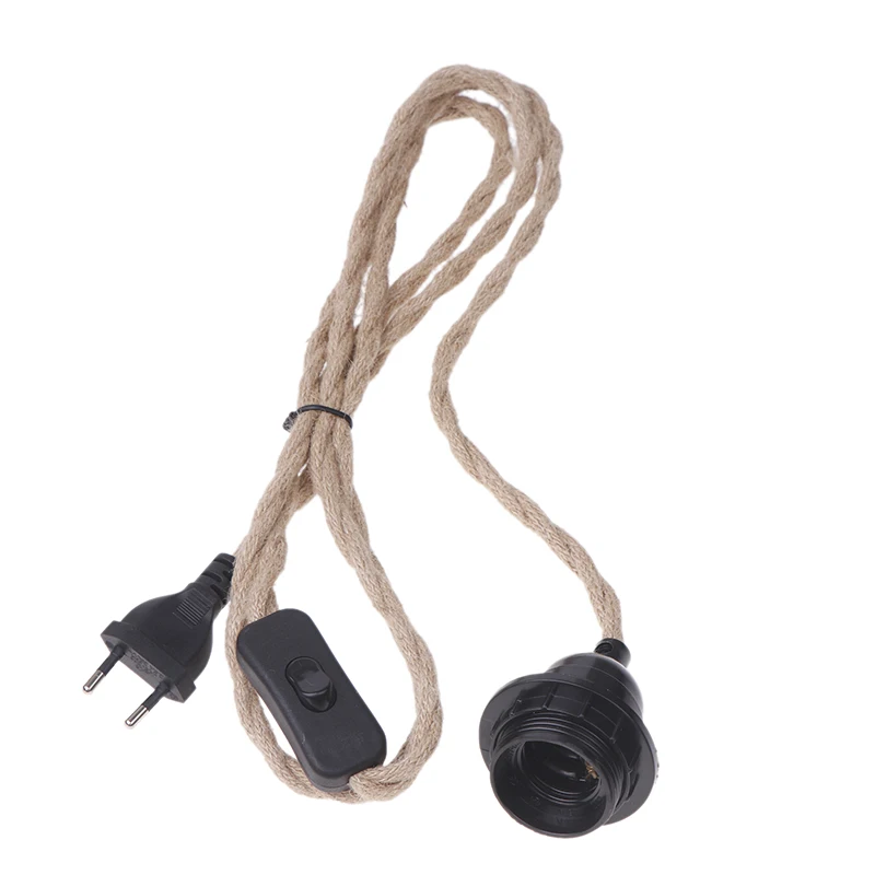 E27Table Lamp Accessories With Hemp Rope Switch Plug Household Removable Small Chandelier Simple Hemp Rope Lamp 2M/3M/4.5M