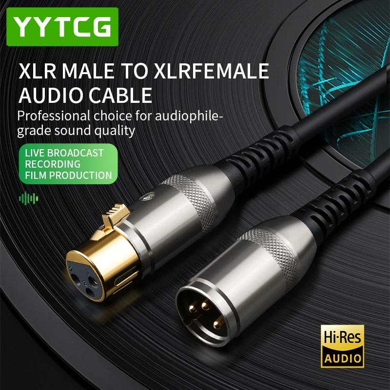 YYTCG XLR Cable Karaoke Microphone Sound Cannon Cable HIFI XLR Audio Cable Stereo Gold-Plated XLR Plug Male to Female
