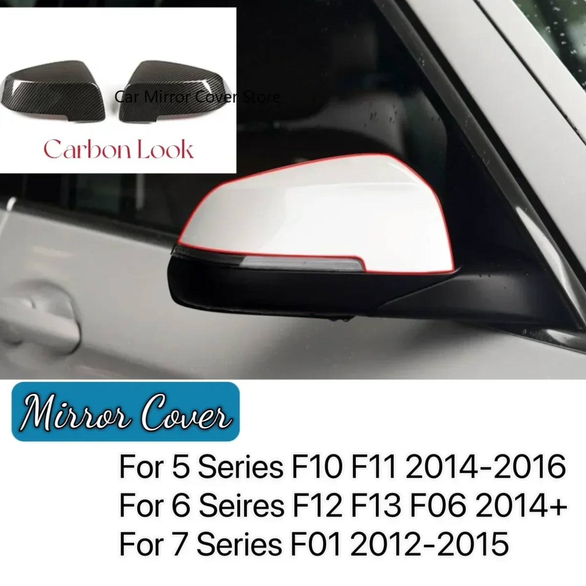 

For BMW F10 F11 F12 F13 F01 2014-2016 M&H Style Rear View Side Wing Mirror Cap Cover Replacement Left & Right Carbon Fiber Look
