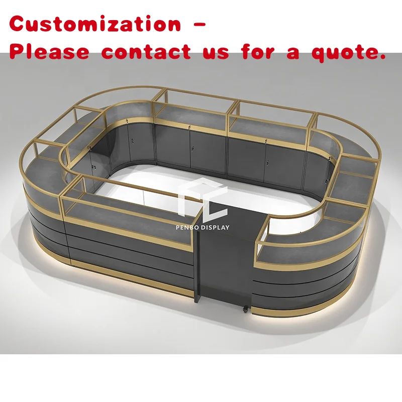 

custom.Custom Exhibition Trade Show Jewellery Display Booth Showcase Isla Centro Commercial Jewelry Kiosk Circle Kiosk Jewel
