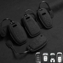 Leather Car Key Case Fob For Audi A1 A3 8V A4 B8 B9 A5 A6 C7 A7 A8 Q3 Q5 Q7 S4 S6 S7 S8 R8 TT Keychain Suede Accessories