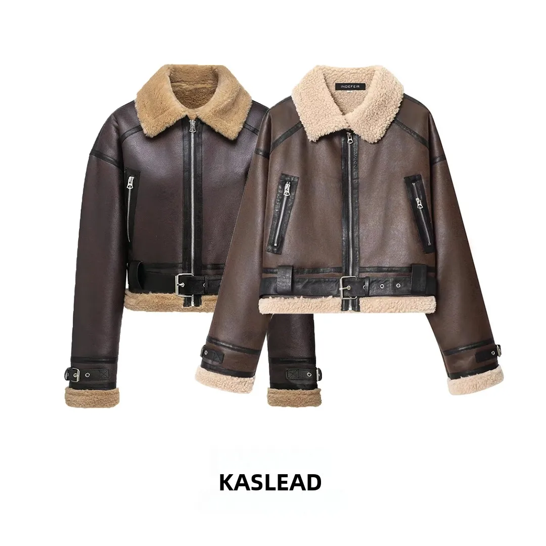 

KASLEAD New Women's Faionable Double-Sided ort Jaet Versatile Outerwear Casual Loose Fit Long Sve Zipper Closure