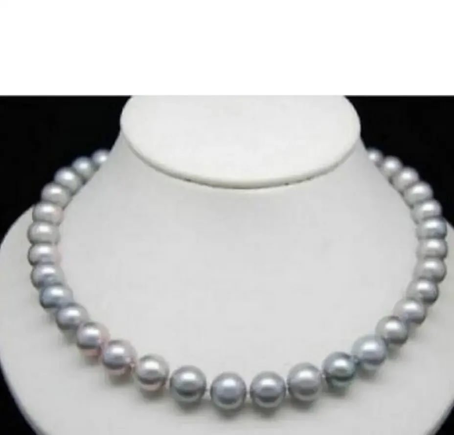 

Round AA+ 9-10MM South Sea Genuine Gray Pearl Necklace 18inch