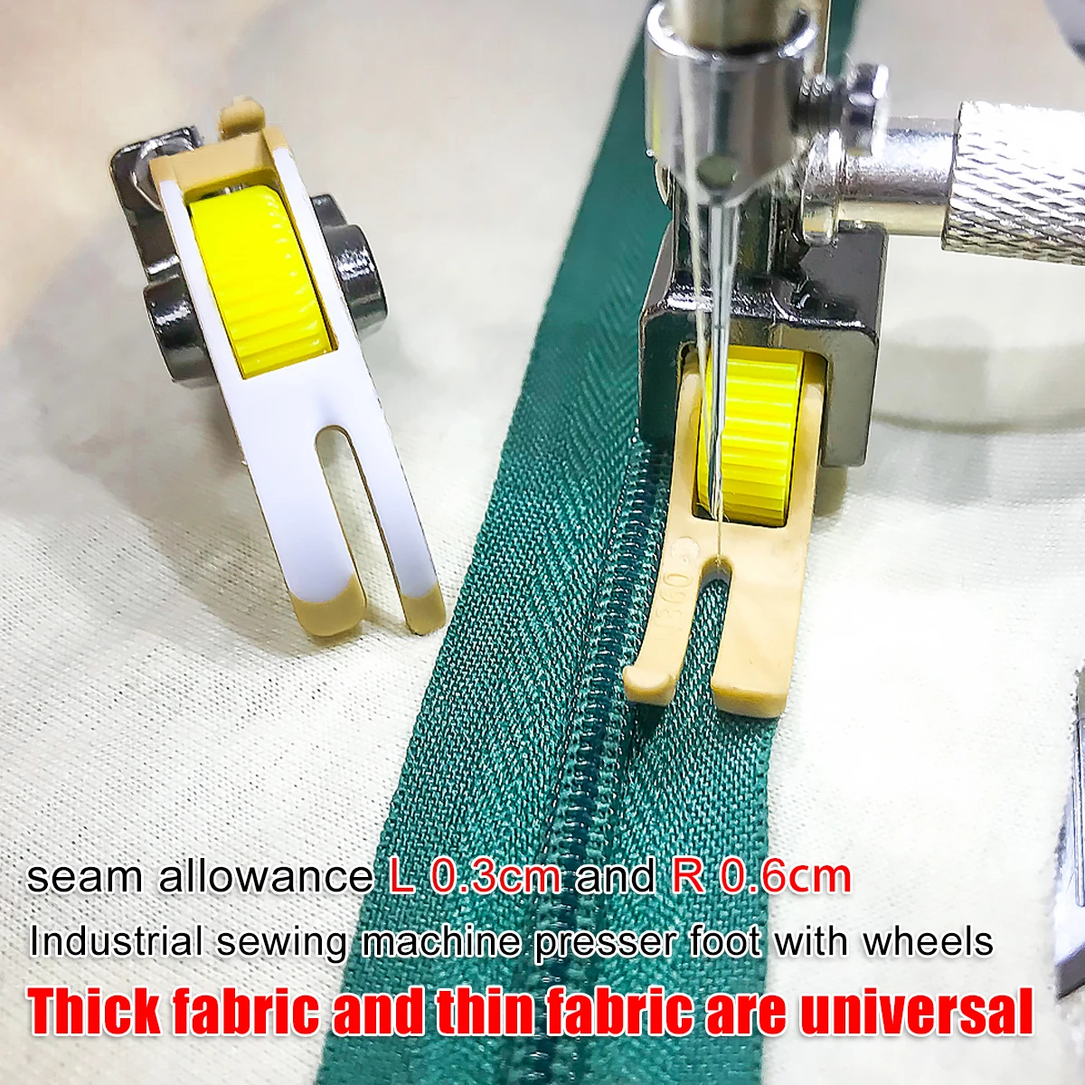 New flat car with wide seam T360 PTFE zipper presser foot 0.3 left narrow right wide roller presser foot