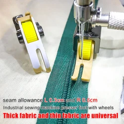 New flat car with wide seam T360 PTFE zipper presser foot 0.3 left narrow right wide roller presser foot