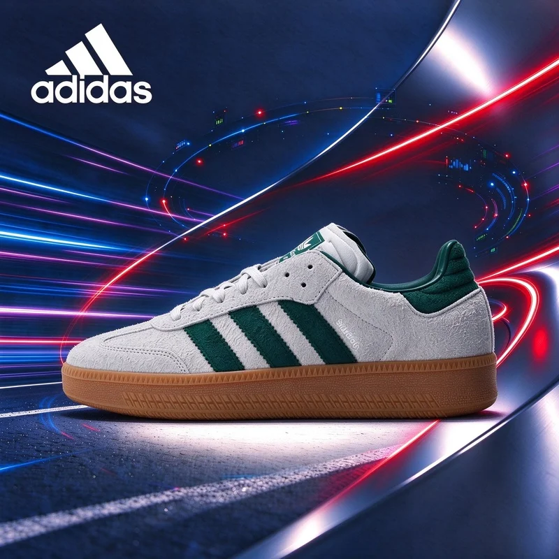 adidas Samba XLG Putty Grey Collegiate Green Gum Sole Wildleder-Sneaker Retro