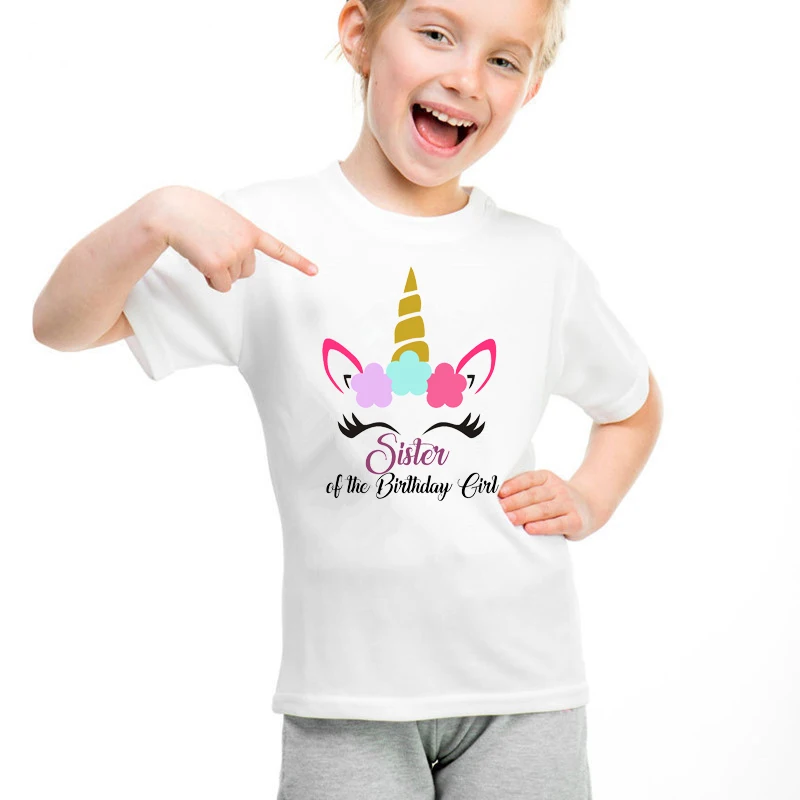 1pc Family Matching Clothes Unicorn Daddy Mommy Brother Sister Girls Birthday Tshirts Funny Summer Family Look Party Tees Tops